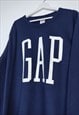 VINTAGE GAP SWEATSHIRT WHITE LOGO IN BLUE XXL