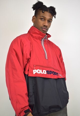 VINTAGE 90S POLO SPORT RALPH LAUREN RED & BLACK JUMPER