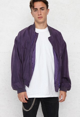 VINTAGE PURPLE SILK BOMBER JACKET