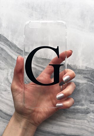 CLEAR AND BLACK ALPHABET PHONE CASE