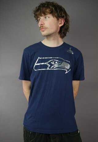 VINTAGE NIKE SEATTLE SEAHAWKS T-SHIRT IN BLUE WITH LOGO