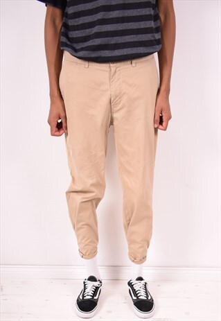 POLO RALPH LAUREN MENS VINTAGE TROUSERS W34 L29 BEIGE 90S