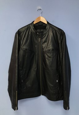 Leather Jacket Black Zip-Up Biker