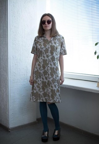 VINTAGE 70'S MINI SHORT SLEEVED PATTERNED DRESS