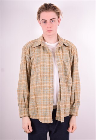 MENS VINTAGE SHIRT LARGE MULTI CHECK 90'S