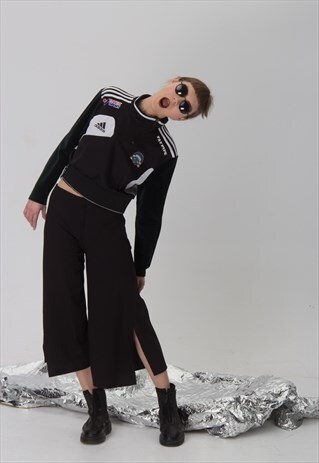 REWORKED ADIDAS CROP 90S VELVET SWEATSHIRT