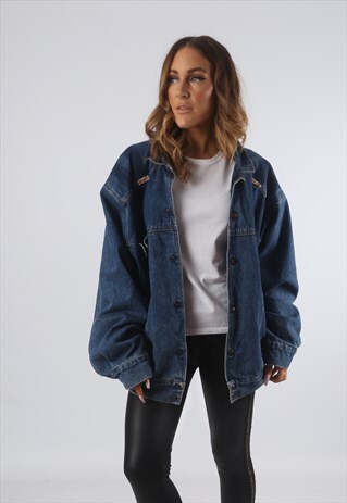 VINTAGE DENIM JACKET OVERSIZED UK 16 XL (93U)