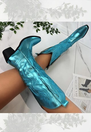 COWBOY BOOTS BLUE WESTERN COWGIRL BOOTS