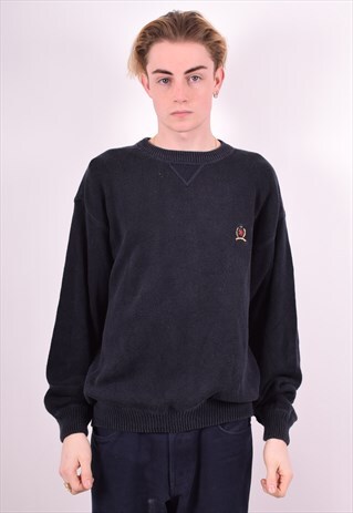 TOMMY HILFIGER MENS VINTAGE JUMPER SWEATER XXL BLUE 90'S