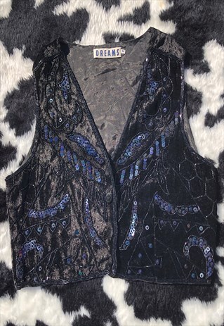 VINTAGE VELVET BEADED CROP TOP