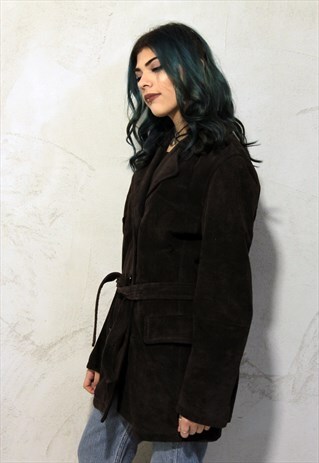 BROWN VINTAGE MAX&CO SUEDE COAT A377