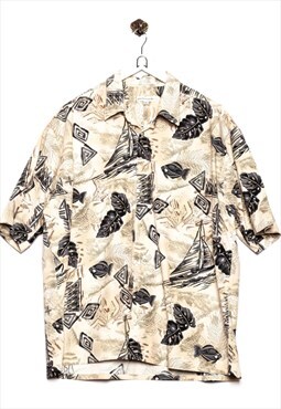 Vintage Pierre Cardin Hawaiian Shirt Fish and Ferns Print Be