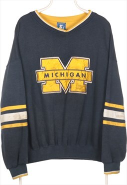 Vintage 90's Starter Sweatshirt Embroidered Michigan Navy Xl