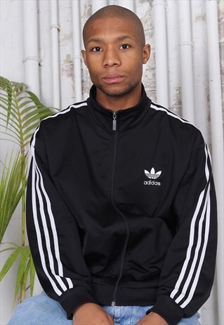 VINTAGE ADIDAS LOGO THREE STRIPE TRACK JACKET BLACK