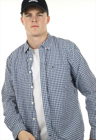 VINTAGE TOMMY HILFIGER CHECK SHIRT BLUE