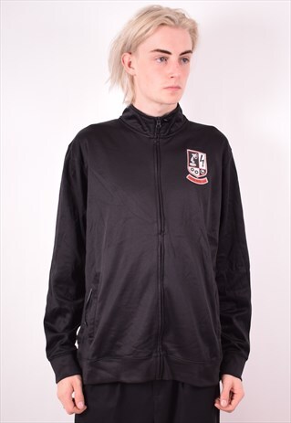 CHAMPION MENS VINTAGE TRACKSUIT TOP JACKET XL BLACK 90S