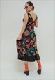 VINTAGE 90S GRUNGE FIT FLARE LAYERED FLORAL MAXI DRESS M