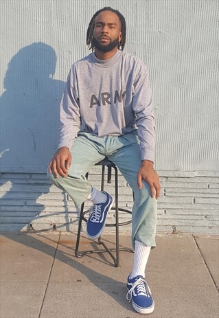 90S MINIMALIST SPORTSWEAR ARMY GREY MOCK TURTLE NECK TEE