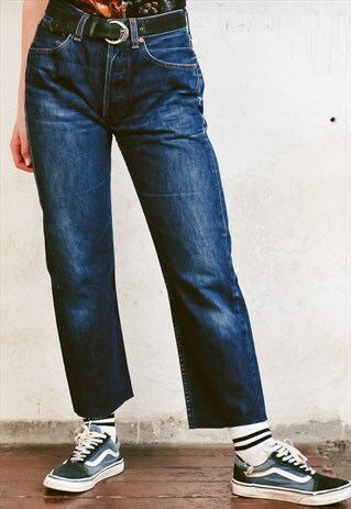 VINTAGE 90S LEVI'S 501 CROPPED DARK WASH JEANS