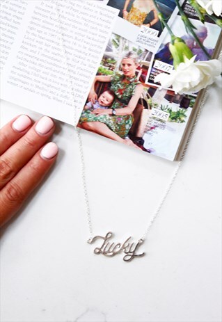 SILVER 'LUCKY' SPELL OUT NECKLACE