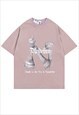 CHESS GAME T-SHIRT KING & QUEEN TEE GRUNGE TOP VINTAGE BLACK