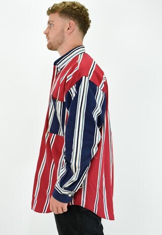CHAPS RED X BLUE STRIPPED SHIRT