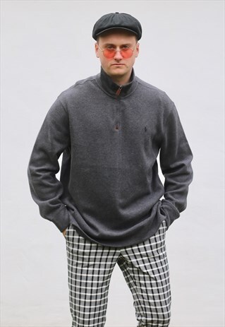 RALPH LAUREN 1/4 ZIP ASPHALT GREY BNWT SWEATSHIRT