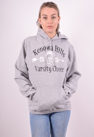 CHAMPION WOMENS VINTAGE HOODIE JUMPER MEDIUM GREY 90'S