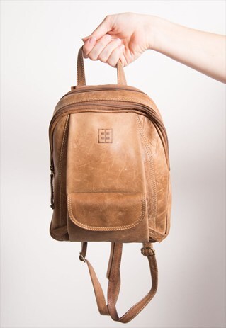 90'S TAN BROWN LEATHER RUCKSACK