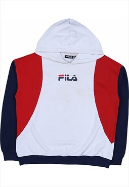 Vintage 90's Fila Hoodie Spellout Pullover White, Red,