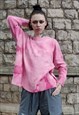 BOX FIT PREMIUM TIE-DYE GRADIENT KNITTED SWEATER TOP IN PINK