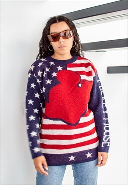 Vintage 90s Disney Mickey Mouse American flag jumper
