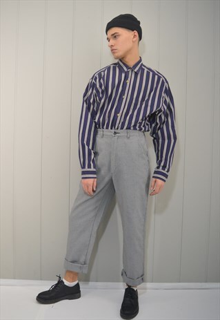 VINTAGE STRIPED BLUE FESTIVAL SHIRT
