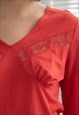 VINTAGE 70'S SHIMMERING BLOUSE IN BRIGHT RED