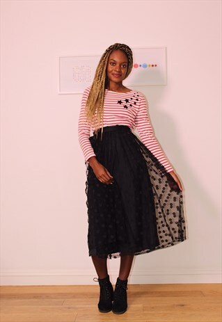 TULLE POLKA DOT BLACK SKIRT