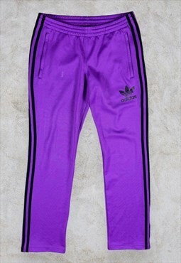 Vintage Adidas Originals Joggers Sweatpants Purple UK 10