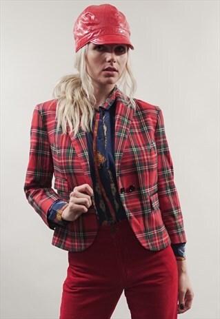 VINTAGE 90'S SPORTMAX RED TARTAN BLAZER