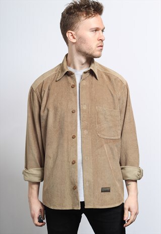 VINTAGE CORDUROY CORD SHIRT BROWN