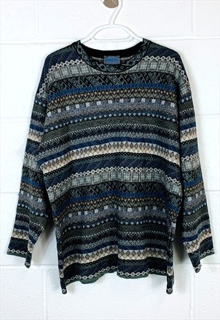 VINTAGE ABSTRACT KENZO KNITTED JUMPER PATTERNED CHUNKY KNIT