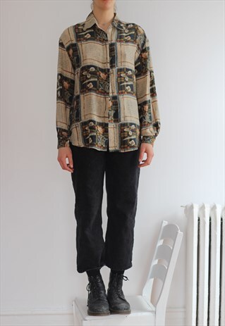 SILK LONG SLEEVE PATTERNED BLOUSE