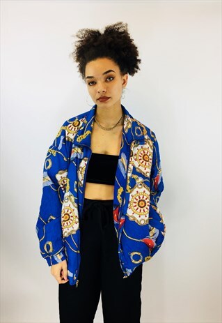 VINTAGE 80S COLOURFUL RAVE SILKY JACKET