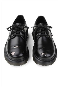 Utility brogues edgy high fashion grunge metal patch shoes
