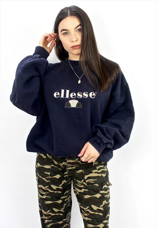 90'S RETRO NAVY OVERSIZED EMBROIDERED SWEATSHIRT