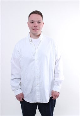 Ralph Lauren white shirt, vintage cotton shirt dress, 90s 