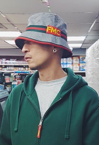 FMC STRIPED LOGO BUCKET HAT GREY