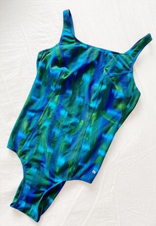 VINTAGE 80S ABSTRACT GRAPHIC PRINT SWIMSUIT BODY LEOTARD