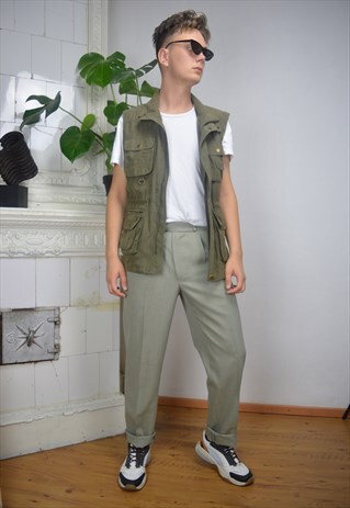 VINTAGE GREEN CARGO FESTIVAL GILET