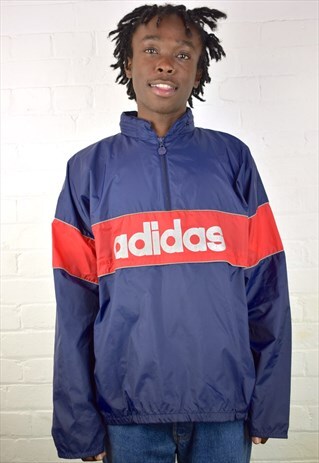 VINTAGE 90'S ADIDAS PULLOVER 1/4 ZIP JACKET - EXCELLENT VIN