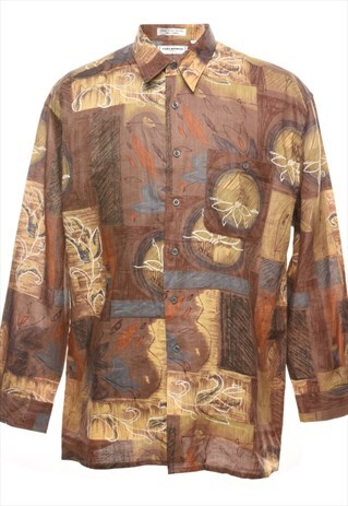 Vintage Floral Print Multi-Colour 1990s Long Sleeve Shirt - 