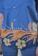 VINTAGE 90S HAWAIIAN SHIRT, BLUE HAWAII BUTTON UP SHIRT
